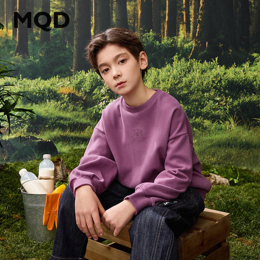 【MQD】男童25春学院风卡通上衣中长款套头卫衣 商品图0