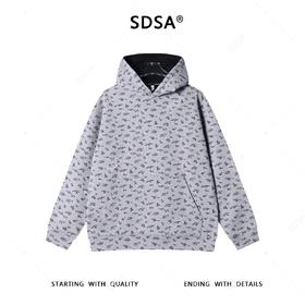 SDSA男士秋冬新款痞帅男装简约休闲撞色植物花卉连帽卫衣宽松上衣