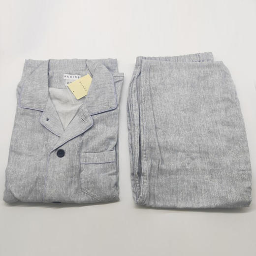 内野SC 二重纱男士素色长袖衣裤睡衣 商品图0