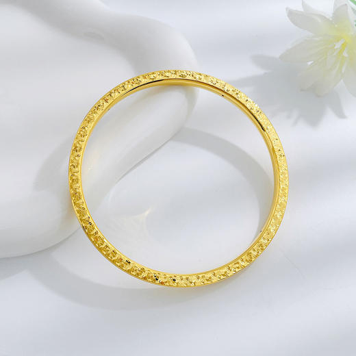 【限时克减150元】足金 #碎碎冰  无氰5D空心固口手镯双侧边CNC碎冰冰四方手镯（面宽约3.8-4.2mm）(AR5DSZ10005),(预售产品下单后不退款不退货不换货不补差价) 商品图2