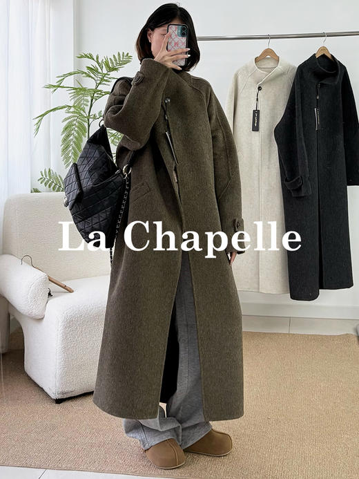 会员福利【官网2k+高端质感】拉夏贝尔/La Chapelle立领廓形绵羊毛大衣~松弛氛围感气质长款外套 商品图3