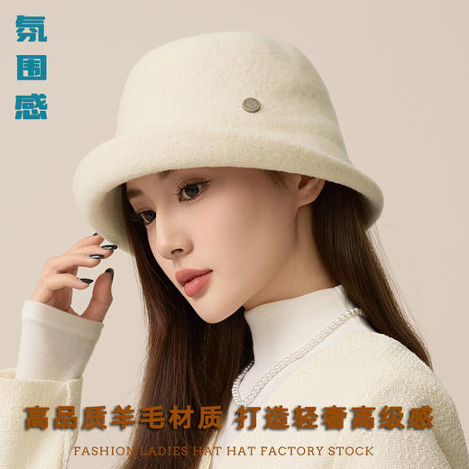 秋冬季英伦复古时尚羊毛渔夫帽，旅游卷边毛毡盆帽JC3239 商品图1