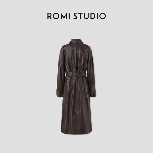 ROMI STUDIO“棕标系列”进口小牛皮轻蜡肌理感皮大衣 RWCAS85168 商品图1