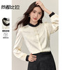 【内购】【撞色拼接】优雅通勤国风立领玉石盘扣暗门襟缎感提花长袖衬衫-153CC2853 商品缩略图0