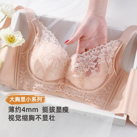 雅黛俪大胸显瘦显瘦女士内衣性感蕾丝文胸提拉收副乳防下垂轻薄透气胸罩 商品图0