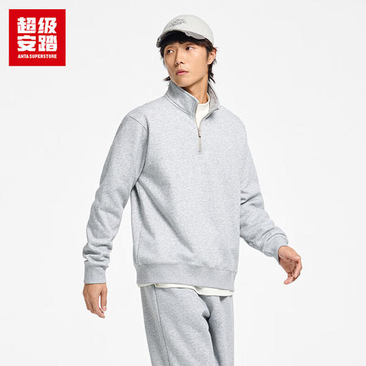 超级安踏半拉链加绒卫衣男款秋冬加绒保暖长袖套头衫152548718U 商品图0
