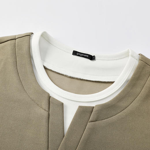 【字母绣花】男士长袖T恤25秋款领口拼接时尚潮流打底衫上衣K&C 商品图7