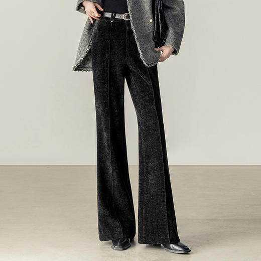 【内购】【超模腿五好裤】都市通勤3D中缝线显瘦显高雪尼尔微喇裤长裤-154K80199 商品图2