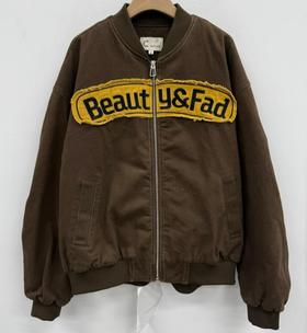 ZC棒球领前后图案夹棉外套51029（咖啡）冬季 254011830321