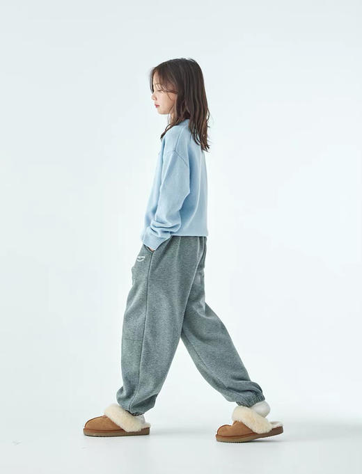 裸+同款！ 350g加厚绒  女童精致小字母刺绣 束脚休闲卫裤 商品图4