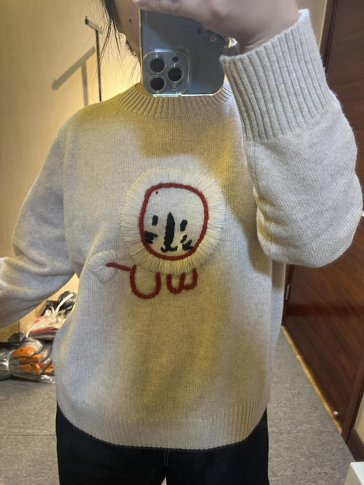 水淼2025冬新款百搭时尚休闲圆领提花柔软毛衣1358 商品图5