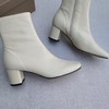 [偏大一码，往小一码拍！]（跟高4.8cm）火桐hooton 女神小白靴粗跟拉链短靴870H 商品缩略图2