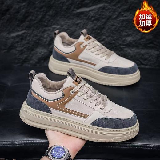 【HF】无忧购 秋冬加绒男士板鞋潮流百搭防滑运动休闲皮鞋K625（截单后3-5天发货） 商品图3