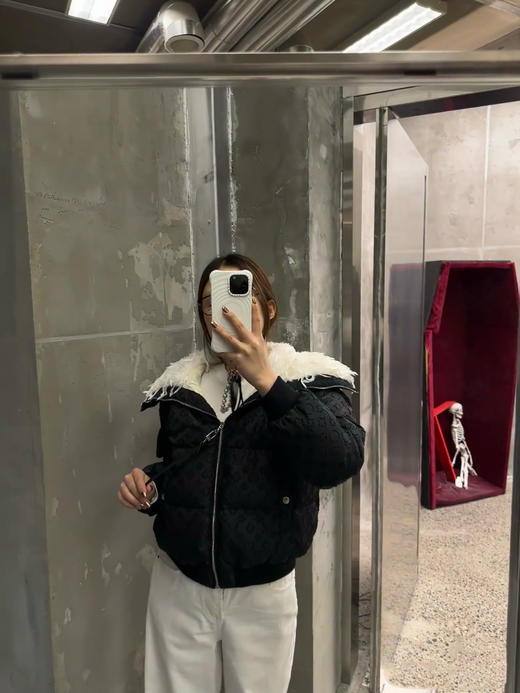 驴家 25秋冬新款  滑雪季羽毛领暗纹短款羽绒服(TM) 商品图3