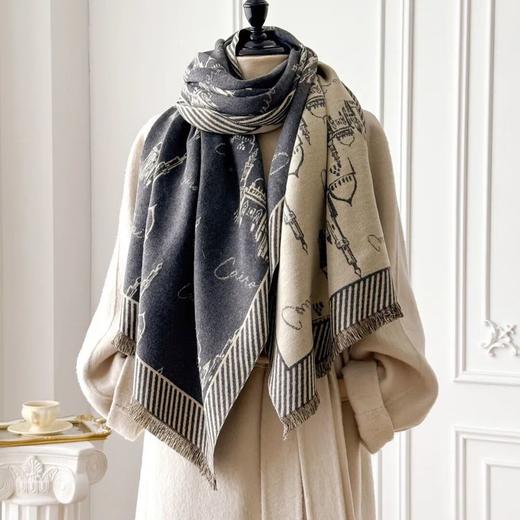  【C&C 明星款轻奢感羊毛/羊羔绒围巾】 超大尺寸 两面可戴 保暖舒适 商品图4