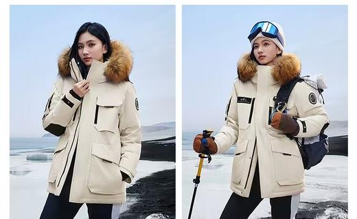 真貉子毛领白鹅绒男女同款工装防寒羽绒服 商品图11