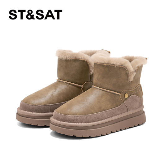 星期六复古拼接厚底防滑雪地靴SSD4118CYX 商品图9