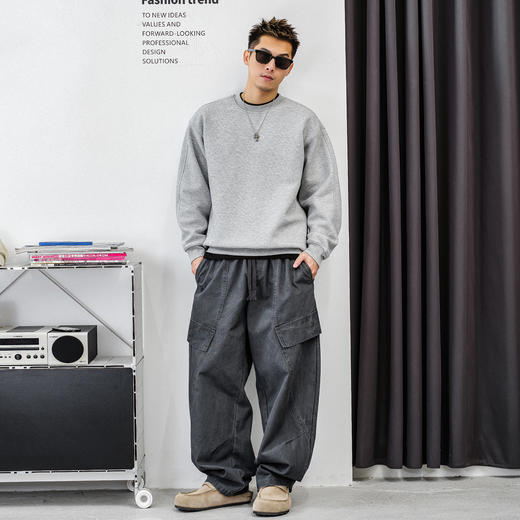 徐太浪【基础款 简约百搭】加绒卫衣男秋冬款休闲内搭打底衫上衣 商品图3