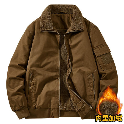 新款户外休闲立领外套冬季双面穿男士棉加绒加厚水洗工装夹克外套 商品图3