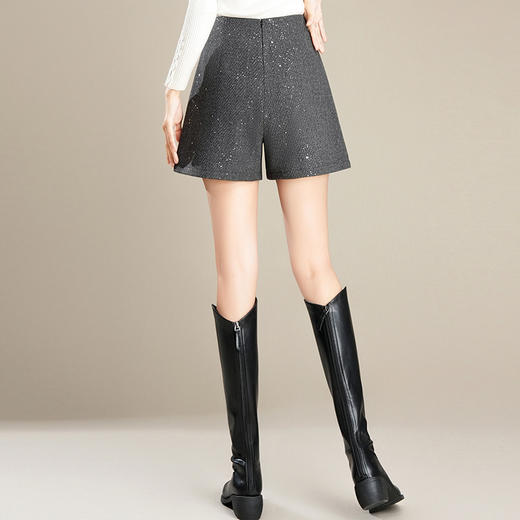 「自」全新升级【铂金会员128/天猫169/差价41】(05831)洛诗琳气质毛呢短裤2025秋冬新款加厚高腰显瘦阔腿短裤女 商品图4