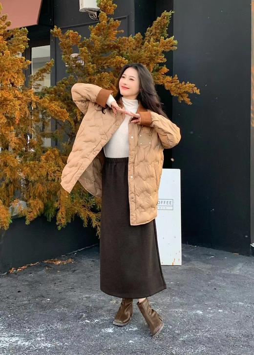 【百图lulu定制】【沙丘鹅绒服】90白鹅绒 一手长款 小个子显高 麂皮翻领保暖 鹅绒服 商品图2