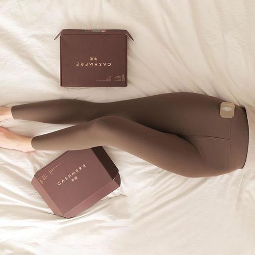 高品质阿尔巴斯山羊绒 厚实紧身复合保暖瑜伽裤白色九分裤打底裤 商品图1