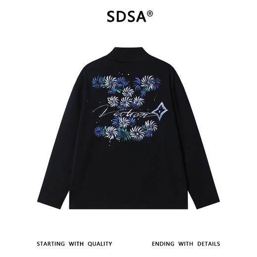 SDSA男士秋冬新款痞帅男装潮牌手绘字母半高领长袖T恤百搭打底衫 商品图4