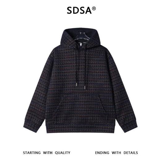 SDSA男士秋冬新款痞帅男装彩色菱形条纹抽绳连帽卫衣百搭宽松上衣 商品图1