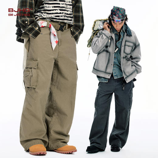 BJHG不计后果工装裤裤子男裤秋冬潮牌美式宽松直筒休闲裤阔腿长裤 商品图0