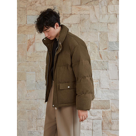 GXG男装 棕咖色灯芯绒肌理立领棉服休闲夹克外套 25年冬季新品 商品图3