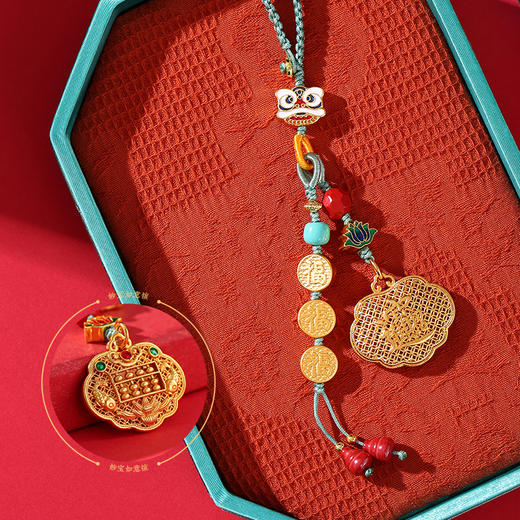 灵机生活馆 三合生肖如意锁挂饰沙金钥匙扣包包扣 贵人人缘 商品图2