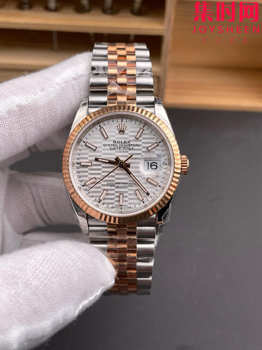 劳力士 VS日志36系列 间金款格子纹36mm 男士腕表 3235机 五珠带 表径36mm 小手腕福音 商品图0