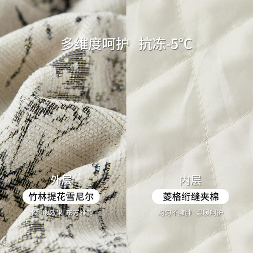 【内购】【夹棉保暖】长尾盘扣撞色水墨竹林提花雪尼尔厚保暖国风外套-154WP3995 商品图4