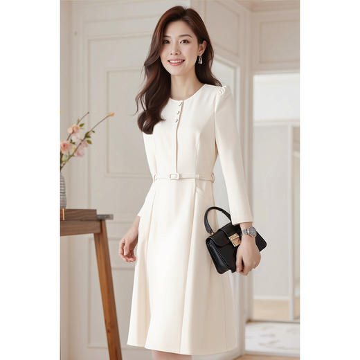 米思阳2026春季新款简约通勤连衣裙独特小众气质收腰a字裙女4349 商品图1
