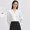 【内购】【三色可选】轻职场通勤V领翻折设计显瘦轻盈垂坠麻感雪纺衬衫-153CB8811X 商品缩略图0