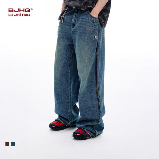 BJHG不计后果美式复古牛仔裤子男款秋季2025新款潮牌高街直筒裤女 商品图0