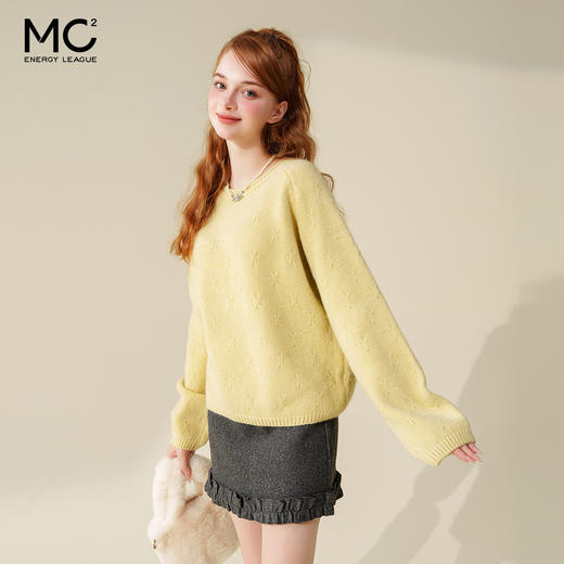 mc2 能量联盟女装圆领钩花净色毛衣-3120M5241029 商品图1
