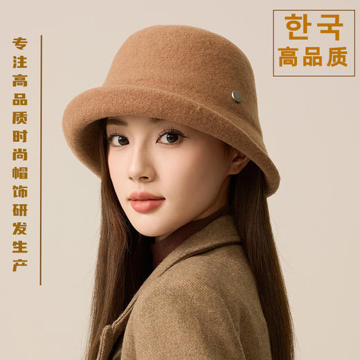 秋冬季英伦复古时尚羊毛渔夫帽，旅游卷边毛毡盆帽JC3239 商品图0