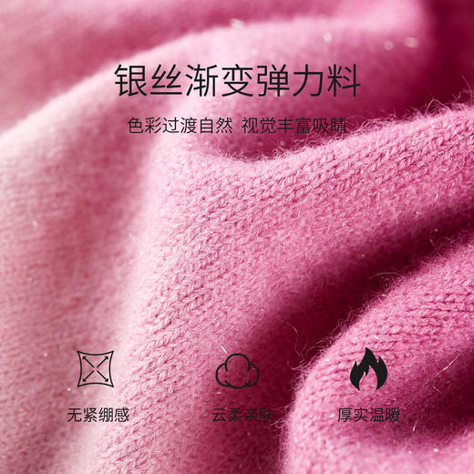 【内购】【梦幻渐变】时尚洋气圆领扭花门襟单排扣落肩短款银丝开衫毛衣-W54EB4833 商品图4