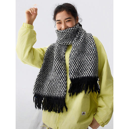 WS F1515『菱格围巾』复古英伦风千鸟格围巾含羊毛保暖针织男女同款 商品图0