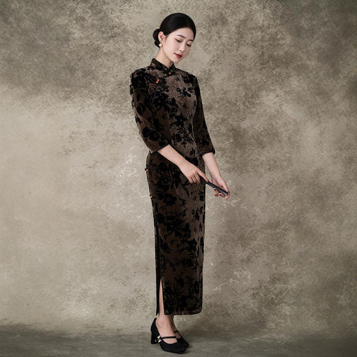 梳皮绒植绒旗袍长款 商品图2