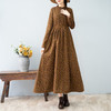 棉麻连衣裙文艺复古秋冬新款加绒加厚碎花长裙显瘦休闲大摆打底裙 商品缩略图2