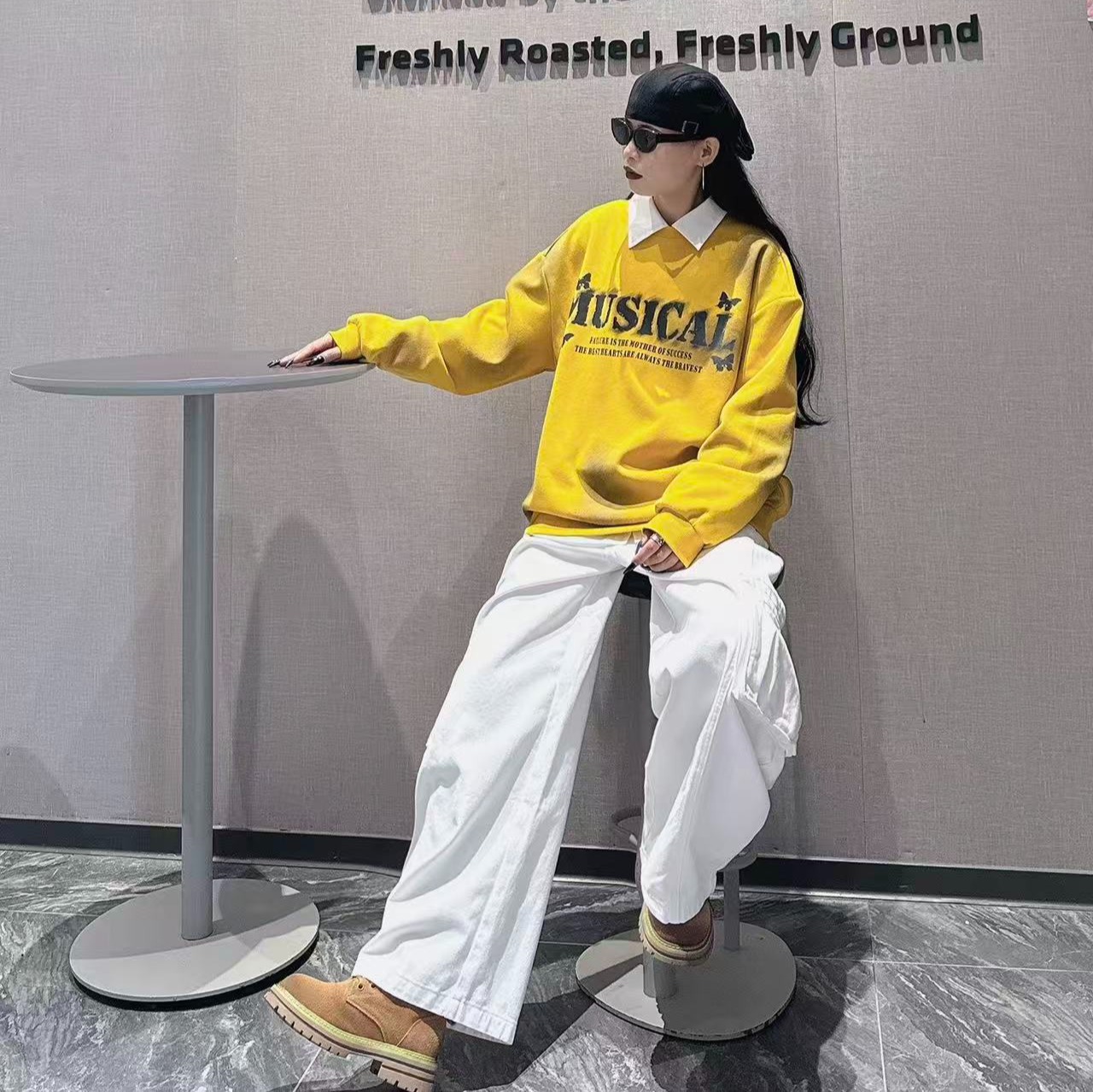 ZC圆领喷漆前后图案长袖卫衣50808（黄）秋季253060490321