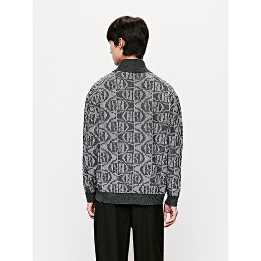 GXG男装 半开襟毛衣满印设计针织衫通勤高领毛衫 2025年冬季新品 商品图4