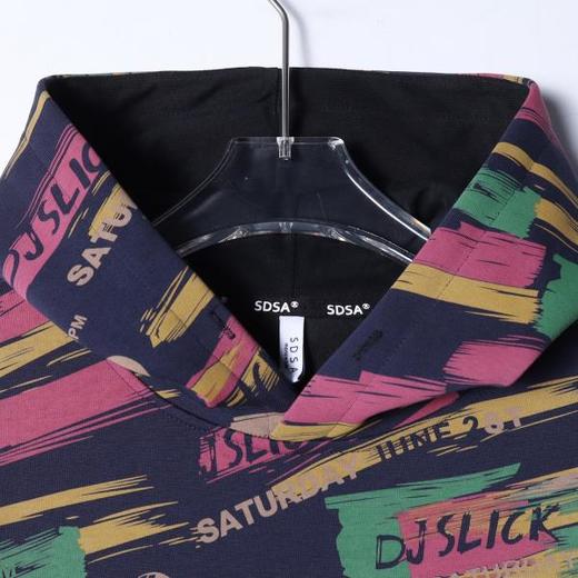 SDSA男士秋冬新款痞帅男装简约美式撞色印花字母连帽卫衣百搭宽松 商品图1