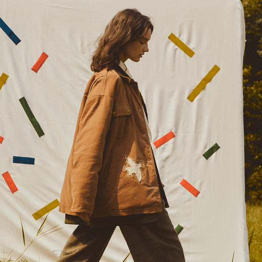 谜底灯芯绒羽绒服2025冬新品宽松复古棕90鸭绒中长款女254MY1625 商品图1