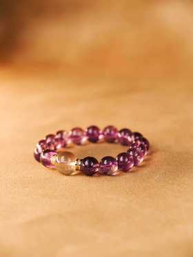 元和堂迷罗 紫水晶圆珠单圈手 配珠黄水晶 珠径1.0【器悟雅玩】