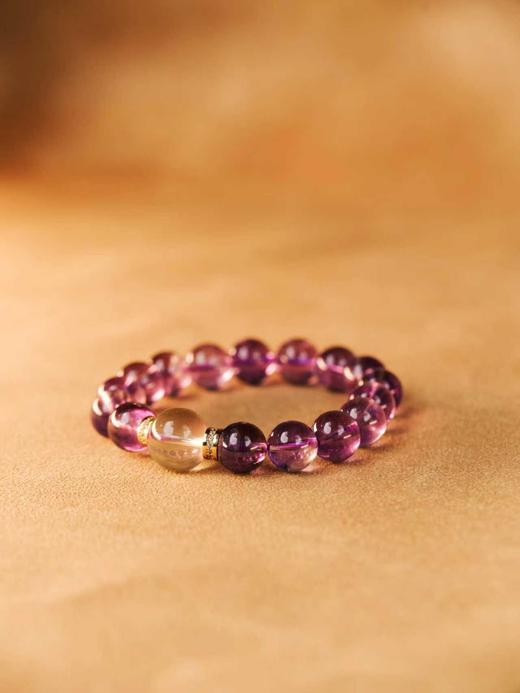 元和堂迷罗 紫水晶圆珠单圈手 配珠黄水晶 珠径1.0【器悟雅玩】 商品图0