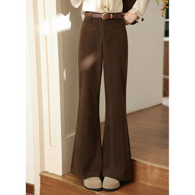 鹿向南「莉泽栗织」棕色直筒休闲裤女秋冬季修身微喇显瘦垂感长裤