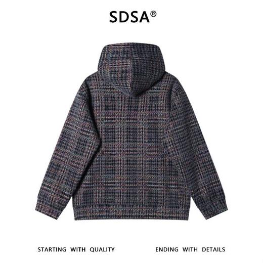 WY1340SDSA男士秋冬新款痞帅男装美式复古彩色格子抽绳连帽卫衣宽松潮流 商品图5